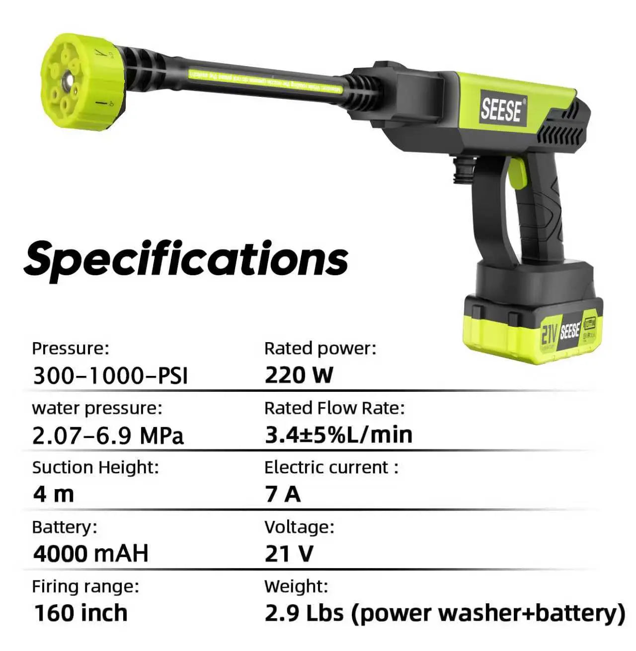 Elevate Your Cleaning Experience with the Seese Cordless Pressure Washer & Charger – Perfect for Cars, Homes, and Gardens!